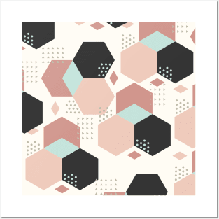 Abstract Hexagons Pattern Posters and Art